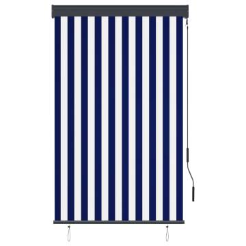 Outdoor Roller Blind 100x250 cm - Blue and White | HipoMarket