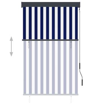 Outdoor Roller Blind 100x250 cm - Blue and White | HipoMarket