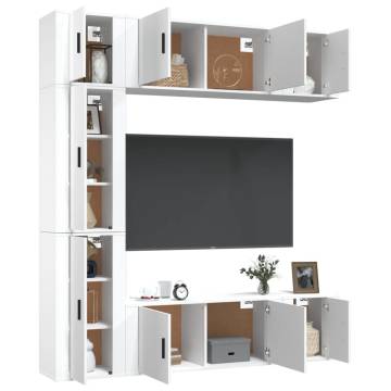 7 Piece White Engineered Wood TV Cabinet Set | Hipomarket