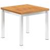 Solid Acacia Wood & Stainless Steel Garden Side Table - 45x45x38 cm