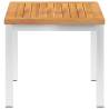 Solid Acacia Wood & Stainless Steel Garden Side Table - 45x45x38 cm