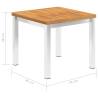 Solid Acacia Wood & Stainless Steel Garden Side Table - 45x45x38 cm