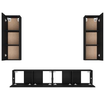 4 Piece TV Cabinet Set in Black - Stylish & Practical Storage