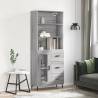 Highboard Grey Sonoma 69.5x34x180 cm Engineered Wood Colour grey sonoma Quantity in Package 1 Model 1 glass door 3 drawers 