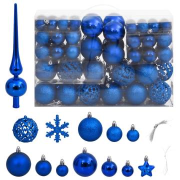 111 Piece Blue Christmas Bauble Set | Shatterproof & Stylish