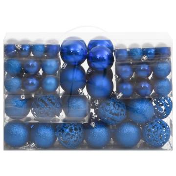 111 Piece Blue Christmas Bauble Set | Shatterproof & Stylish