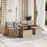 6 Piece Garden Sofa Set with Cushions Beige Poly Rattan Colour beige and grey Model without storage Number of 1 