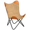 Butterfly Chair Brown Real Leather and Canvas Colour brown Quantity in Package 1 