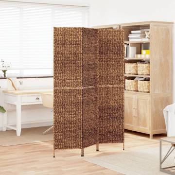 Room Divider 3-Panel Brown | Water Hyacinth Privacy Screen