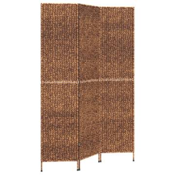 Room Divider 3-Panel Brown | Water Hyacinth Privacy Screen