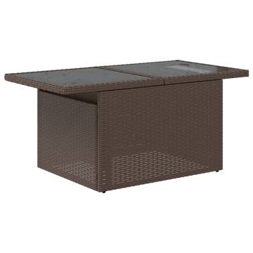 Versatile Garden Table with Glass Top - 100x55 cm Brown