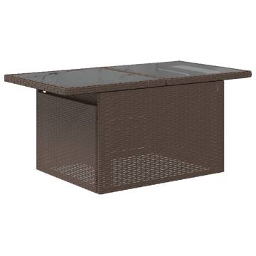 Versatile Garden Table with Glass Top - 100x55 cm Brown