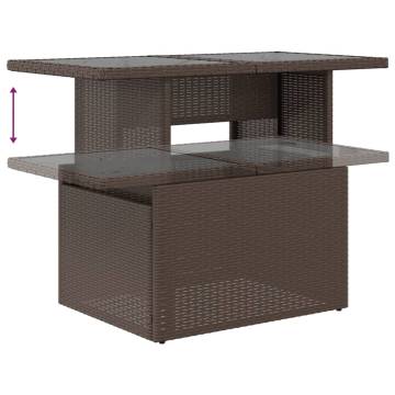 Versatile Garden Table with Glass Top - 100x55 cm Brown