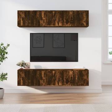 6 Piece Smoked Oak TV Cabinet Set | Stylish & Practical