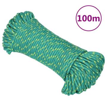 Durable Green Polypropylene Boat Rope - 4mm, 100m | HipoMarket