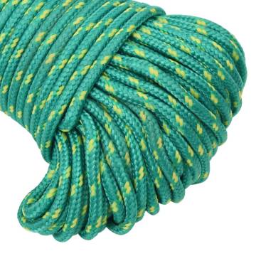 Durable Green Polypropylene Boat Rope - 4mm, 100m | HipoMarket