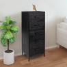 Chest of Drawers Black 42x35x110 cm | Solid Pinewood Storage