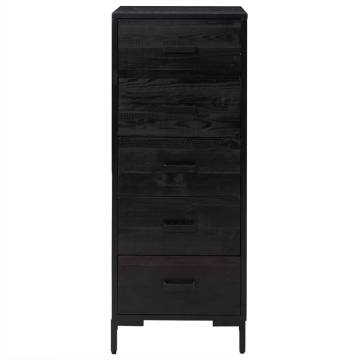 Chest of Drawers Black 42x35x110 cm | Solid Pinewood Storage