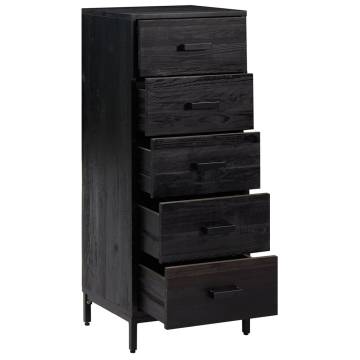 Chest of Drawers Black 42x35x110 cm | Solid Pinewood Storage