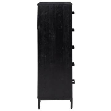 Chest of Drawers Black 42x35x110 cm | Solid Pinewood Storage