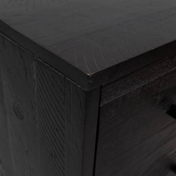 Chest of Drawers Black 42x35x110 cm | Solid Pinewood Storage