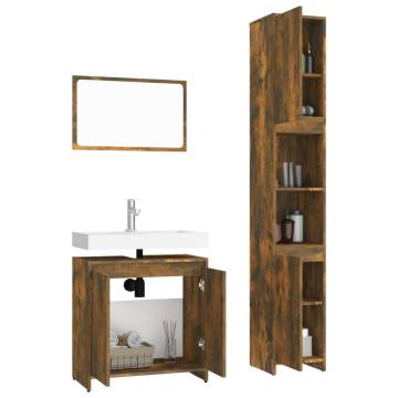 Stylish 3 Piece Bathroom Furniture Set - Smoked Oak