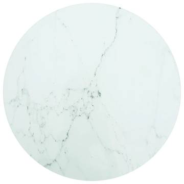 Table Top White Ø50x0.8 cm Tempered Glass with Marble Design