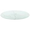 Table Top White Ø50x0.8 cm Tempered Glass with Marble Design