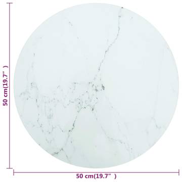 Table Top White Ø50x0.8 cm Tempered Glass with Marble Design