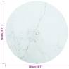 Table Top White Ø50x0.8 cm Tempered Glass with Marble Design