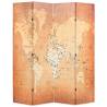 Folding Room Divider 160x170 cm - World Map Yellow