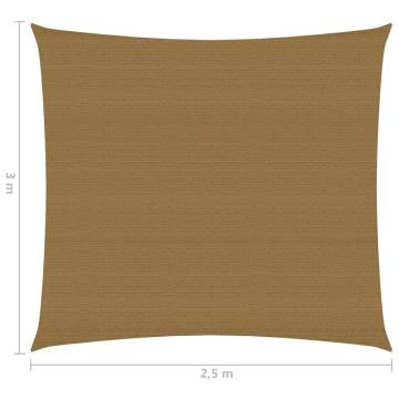 HDPE Sunshade Sail 2.5x3m - Taupe | UV & Mold Resistant