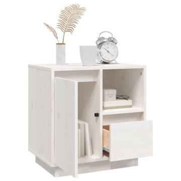 Elegant White Pine Bedside Cabinet - 50x34x50 cm