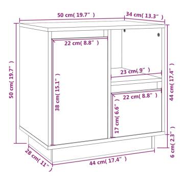 Elegant White Pine Bedside Cabinet - 50x34x50 cm