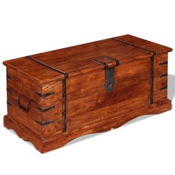 Solid Wood Storage Chest - Unique Honey Finish Storage Box