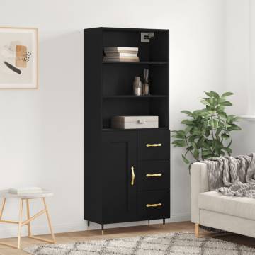 Highboard Black 69.5x34x180 cm - Stylish Engineered Wood Storage