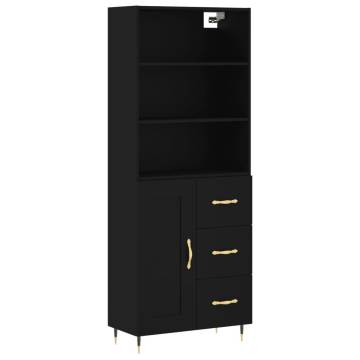 Highboard Black 69.5x34x180 cm - Stylish Engineered Wood Storage