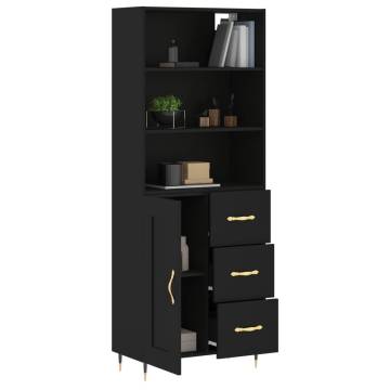 Highboard Black 69.5x34x180 cm - Stylish Engineered Wood Storage