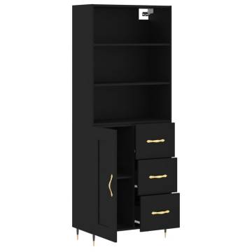 Highboard Black 69.5x34x180 cm - Stylish Engineered Wood Storage