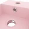 Matt Pink Bathroom Sink with Overflow - Stylish Ceramic Design