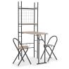 3 Piece Folding Dining Set with Storage Rack MDF and Steel Colour oak and black Number of 2 