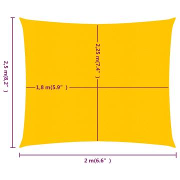 HDPE Sunshade Sail 2x2.5m - Yellow Rectangular Shade for Outdoors