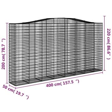 Arched Gabion Baskets 25 pcs - Galvanised Iron Garden Barrier