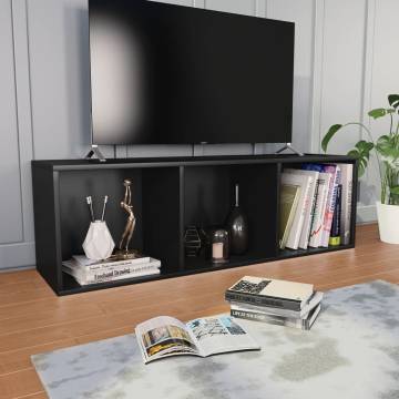 Book Cabinet & TV Cabinet in Black - 36x30x114 cm