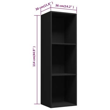 Book Cabinet & TV Cabinet in Black - 36x30x114 cm