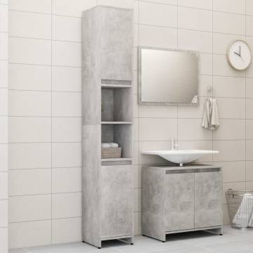 Stylish 3 Piece Bathroom Furniture Set - Concrete Grey