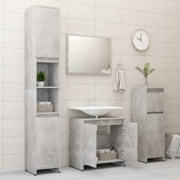 Stylish 3 Piece Bathroom Furniture Set - Concrete Grey