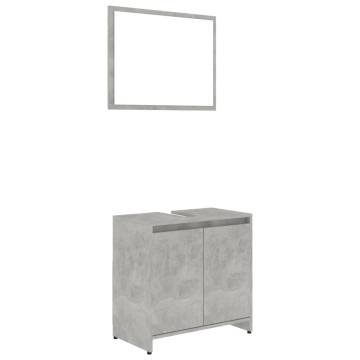 Stylish 3 Piece Bathroom Furniture Set - Concrete Grey