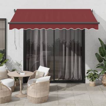 Automatic Retractable Awning with LEDs - Burgundy 350x250 cm