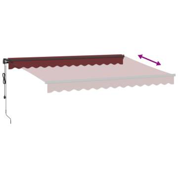 Automatic Retractable Awning with LEDs - Burgundy 350x250 cm